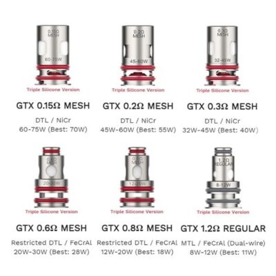 Αντιστάσεις Vaporesso Gtx coils σε διάφορες ωμικότητες για DTL RDL ή MTL άτμισμα