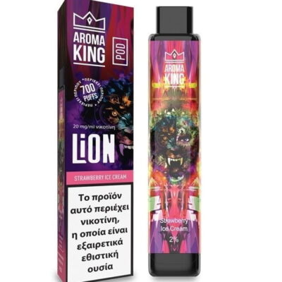 Strawberry Ice Cream Lion Pod 700+puffs By Aroma King