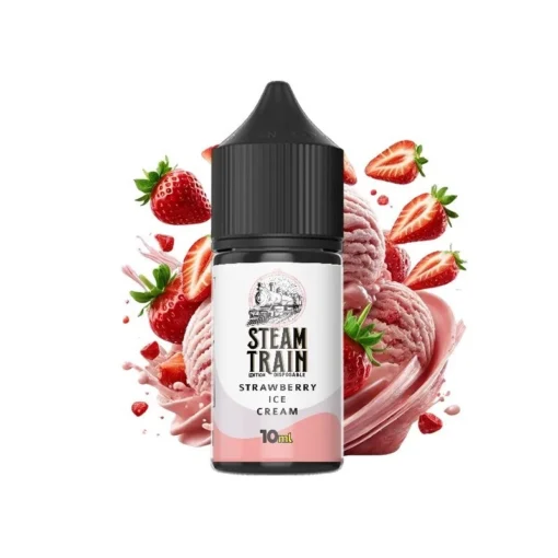 Οπτική απεικόνιση της συσκευασίας του Strawberry Ice Cream της Steam Train 30ml