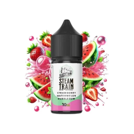Οπτική απεικόνιση της συσκευασίας του Watermelon Bubblegum της Steam Train 30ml