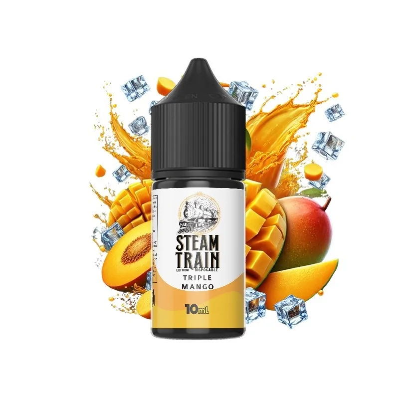 Steam-train-disposable-edition-triple-mango-30ml-vaporstation | Vaporstation.gr Οπτική απεικόνιση της συσκευασίας του Triple Mango της Steam Train 30ml