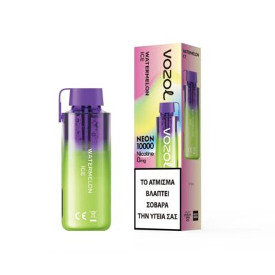 Vozol Neon Watermelon Ice 10000 (10000puffs) 0% Nicotine 10ml
