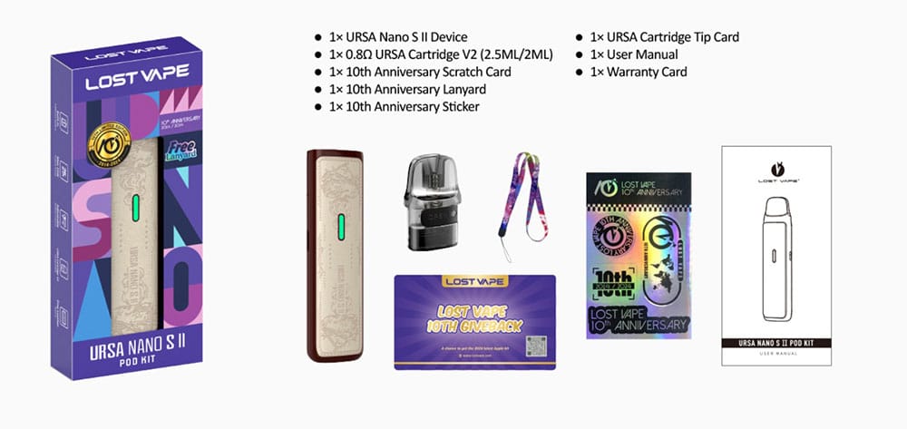 Ursa Nano S2 Pod Kit 1000mah 25ml By Lost Vape