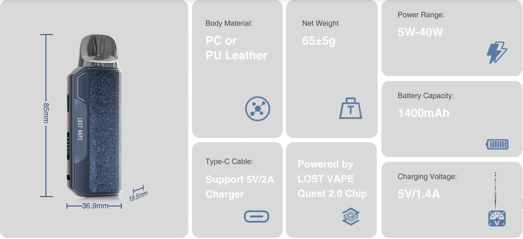 Lost Vape Thelema Elite s Pod Specs Sheet wwwvaporstationgr