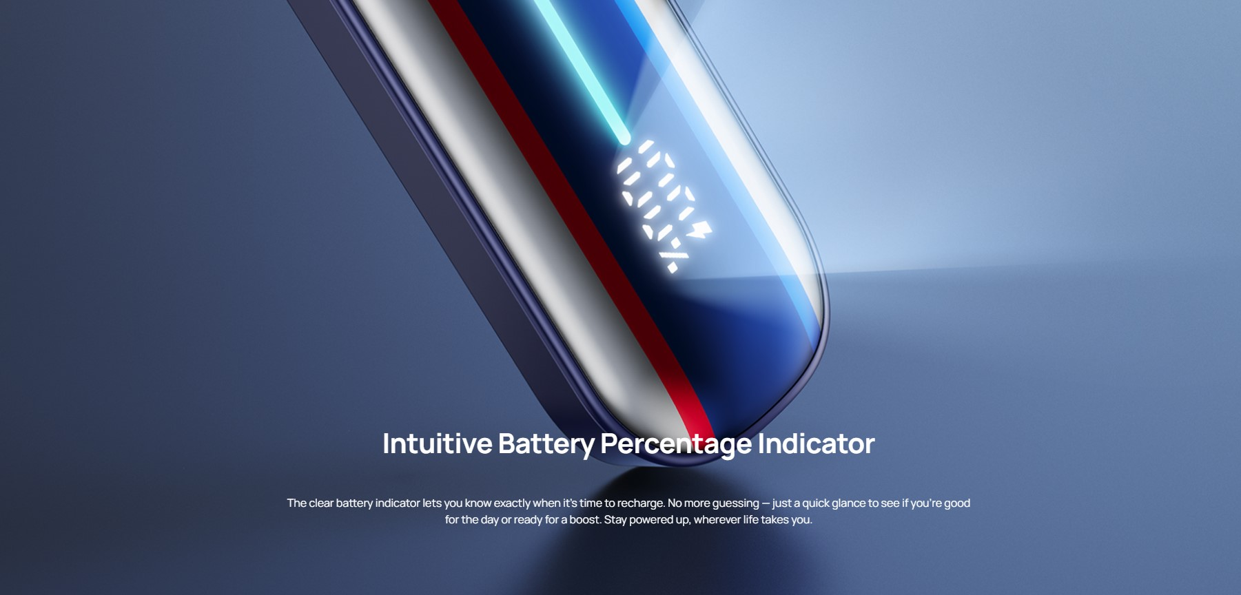 Το Aspire Pixo Aura Pod Kit 2ml 1300mAh διαθέτει ένδειξη του ποσοστού της μπαταρίας που απομένει