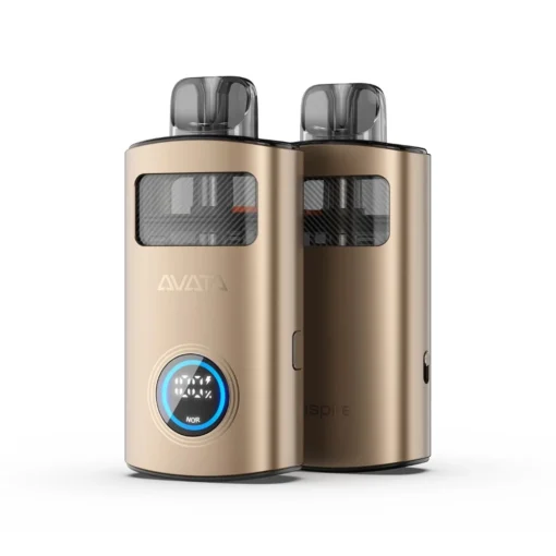 Εμπρόσθια και οπίσθια όψη του Aspire Avata Pod Kit σε καφέ χρώμα