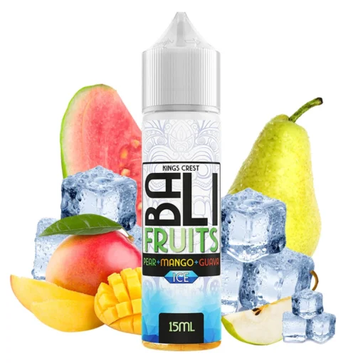 Οπτική απεικόνιση της συσκευασίας του Kings Crest Bali Fruits ICE Pear Mango Guava 60ml.