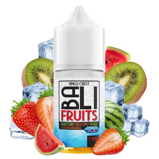 Οπτική απεικόνιση της συσκευασίας του Kings Crest Bali Fruits ICE Watermelon Kiwi Strawberry 30ml.