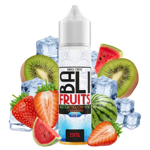 Οπτική απεικόνιση της συσκευασίας του Kings Crest Bali Fruits ICE Watermelon Kiwi Strawberry 60ml.