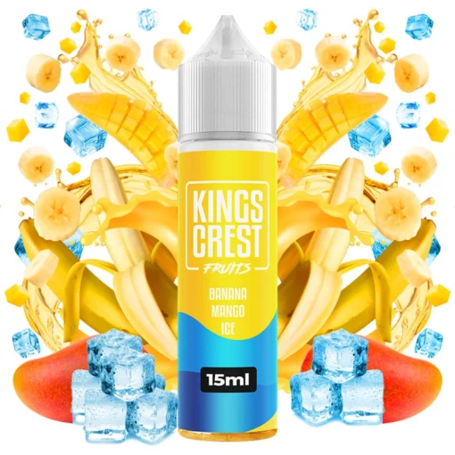Οπτική απεικόνιση της συσκευασίας του Kings Crest Fruits Banana Mango Ice 60ml