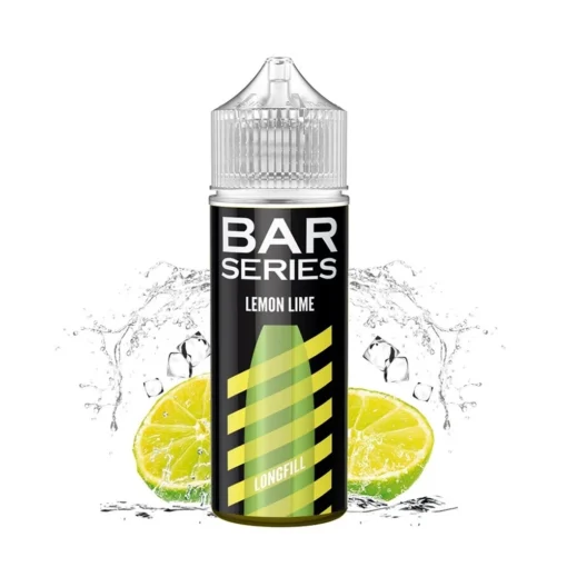 Οπτική απεικόνιση της συσκευασίας του Mixtio Bar Series Lemon Lime 120ml που περιβάλλεται από τα αντίστοιχα φρούτα