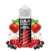 Οπτική απεικόνιση της συσκευασίας του Mixtio Bar Series Strawberry Raspberry Cherry 120ml που περιβάλλεται από τα αντίστοιχα φρούτα