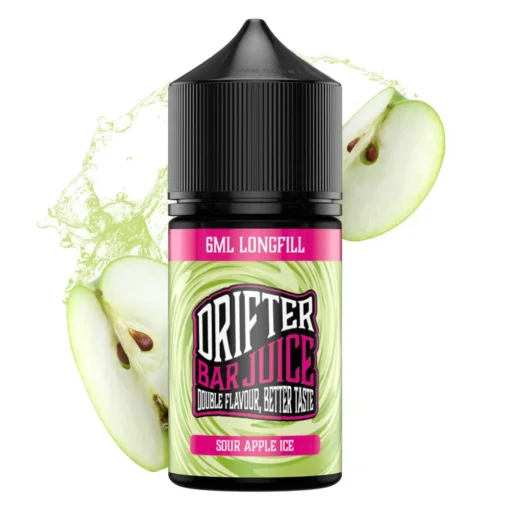 Οπτική απεικόνιση της συσκευασίας του Bar Juice Sour Apple Ice της Drifter 30ml.
