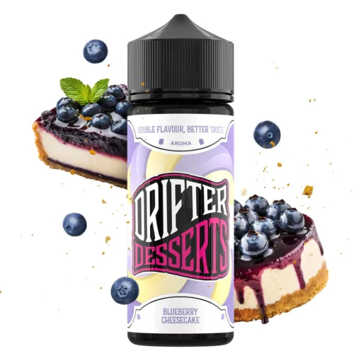 Drifter-desserts-blueberry-cheesecake-24ml-0mg-1-vaporstation | Vaporstation.gr Οπτική απεικόνιση της συσκευασίας του Blueberry Cheesecake της Drifter 120ml