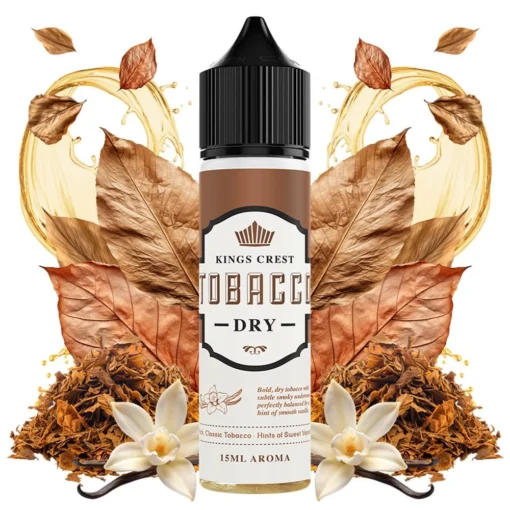 Οπτική απεικόνιση της συσκευασίας του Tobacco Dry της Kings Crest 60ml.