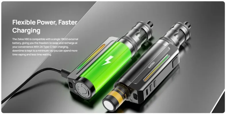 Επίδειξη της γρήγορης φόρτισης toy Aspire Zelos X80