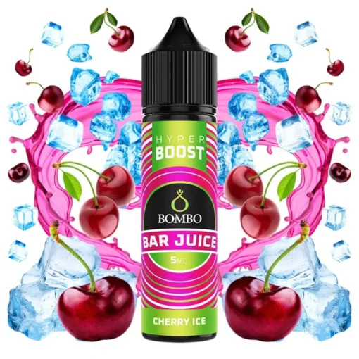 Οπτική απεικόνιση της συσκευασίας του Bombo Bar Juice Hyper Boost Cherry Ice 5/60ml.