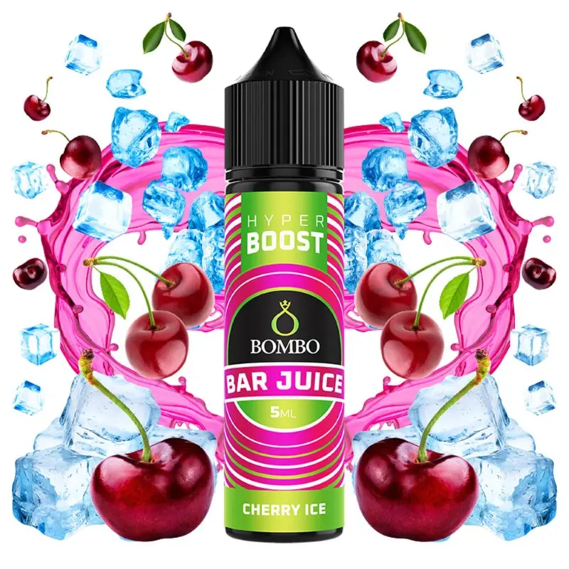 Bombo-bar-juice-hyper-boost-cherry-ice-60ml-vaporstation | Vaporstation.gr Οπτική απεικόνιση της συσκευασίας του Bombo Bar Juice Hyper Boost Cherry Ice 560ml