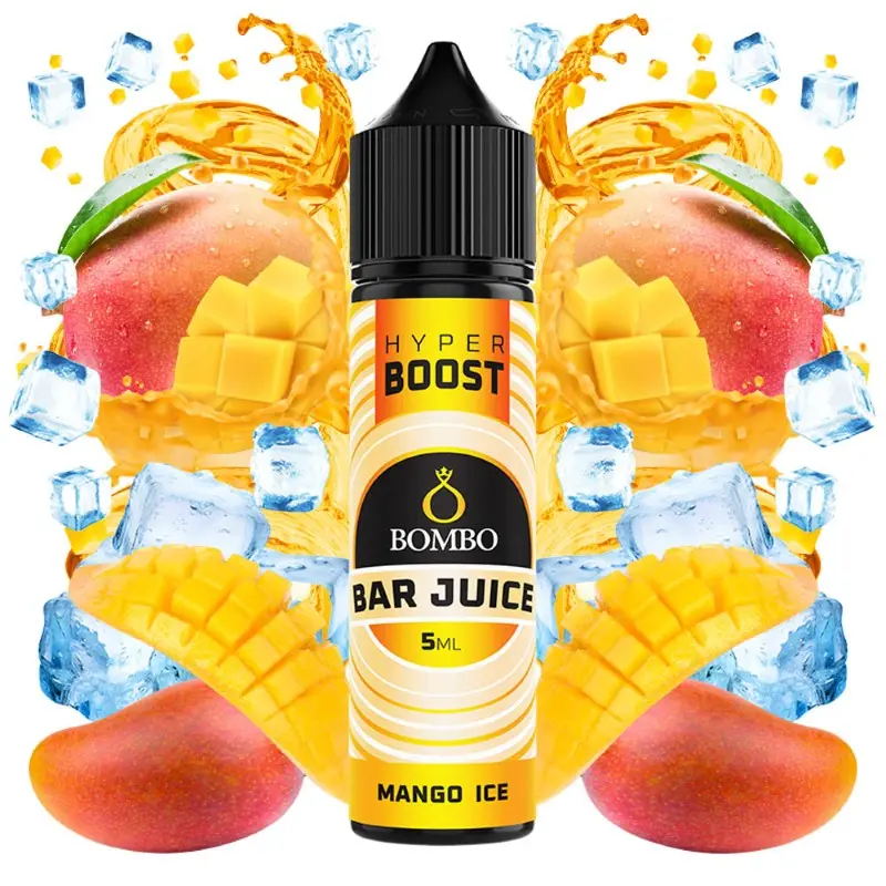 Bombo-bar-juice-hyper-boost-mango-ice-60ml-vaporstation | Vaporstation.gr Οπτική απεικόνιση της συσκευασίας του Bombo Bar Juice Hyper Boost Mango Ice 560ml