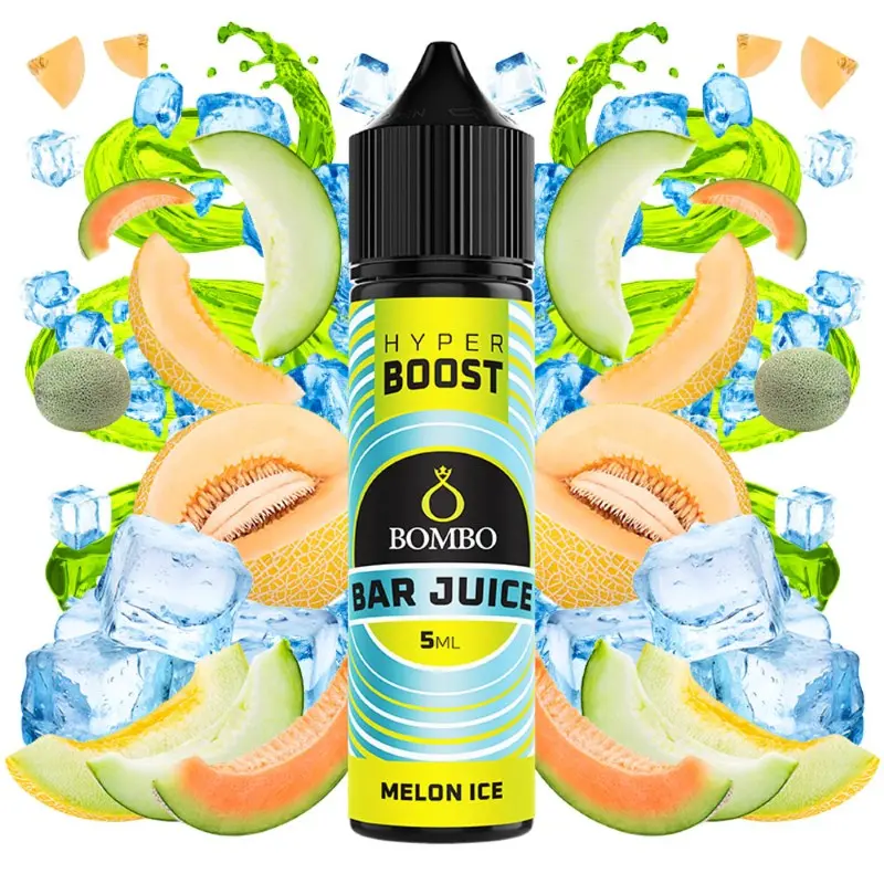 Bombo-bar-juice-hyper-boost-melon-ice-60ml-vaporstation | Vaporstation.gr Οπτική απεικόνιση της συσκευασίας του Bombo Bar Juice Hyper Boost Melon Ice 560ml