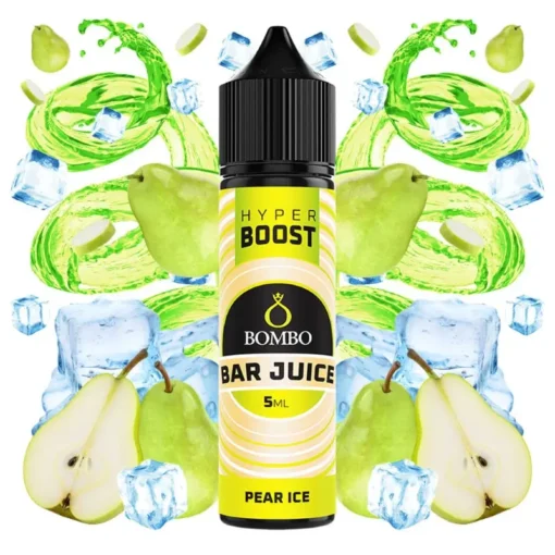 Οπτική απεικόνιση της συσκευασίας του Bombo Bar Juice Hyper Boost Pear Ice 5/60ml.