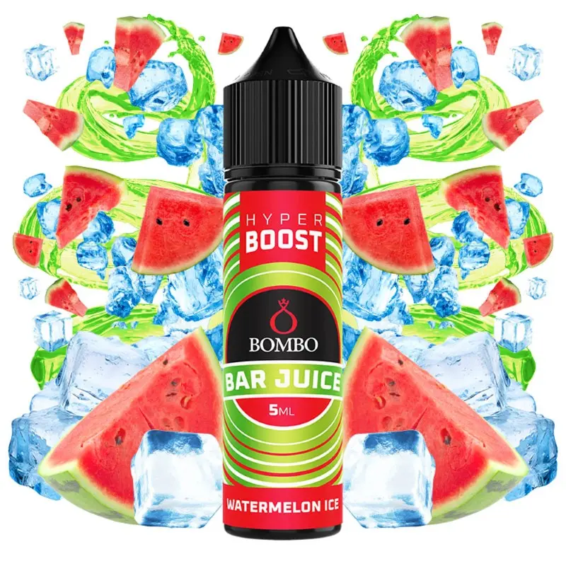 Bombo-bar-juice-hyper-boost-watermelon-ice-60ml-vaporstation | Vaporstation.gr Οπτική απεικόνιση της συσκευασίας του Bombo Bar Juice Hyper Boost Watermelon Ice 560ml