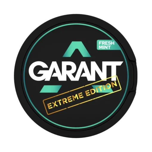 Οπτική απεικόνιση της συσκευασίας Fresh Mint Extreme Nicotine Pouches της Garant.