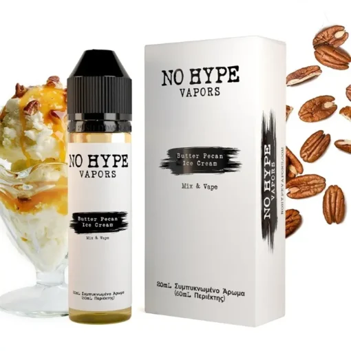 Οπτική απεικόνιση της συσκευασίας του No Hype Vapors Butter Pecan Ice Cream 2060ml