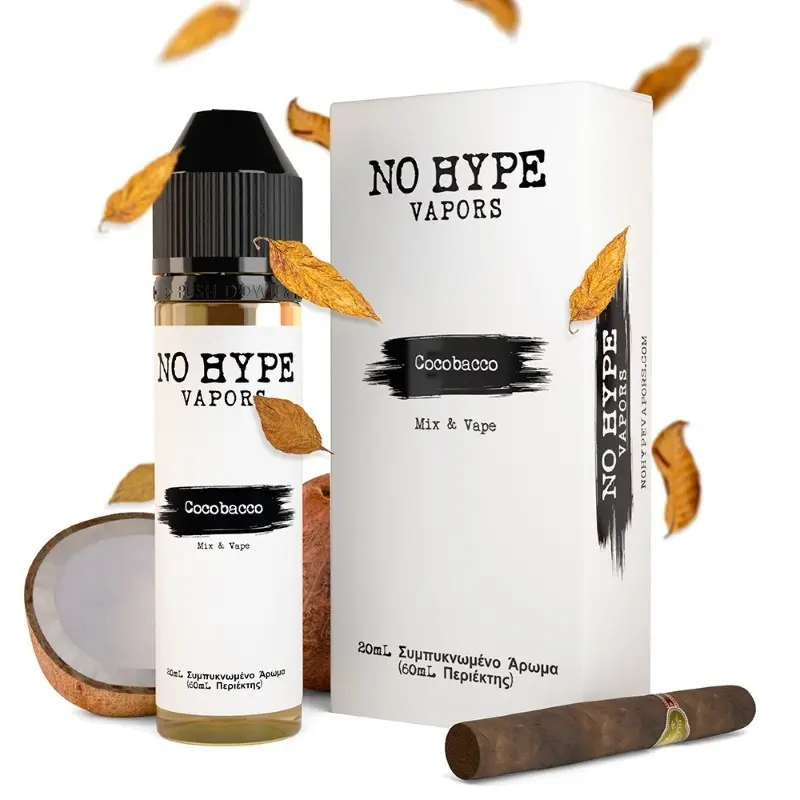 No-hype-vapors-cocobacco-60ml-vaporstation | Vaporstation.gr Οπτική απεικόνιση της συσκευασίας του No Hype Vapors Cocobacco 2060ml