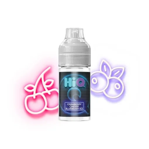 Οπτική απεικόνιση της συσκευασιάς HiQ Flavor Shot Cranberry Cherry Bluebbery Ice 30ml.