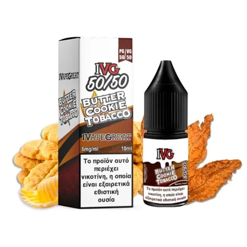 Οπτική απεικόνιση της συσκευασίας του IVG Butter Cookie Tobacco 10ml
