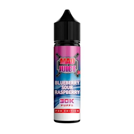 Οπτική απεικόνιση του Mad Juice Pod Edition Blueberry Sour Raspberry σε μπουκάλι 60ml.