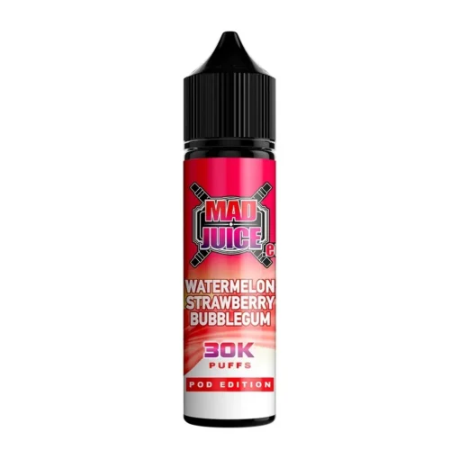 Οπτική απεικόνιση του Mad Juice Pod Edition Watermelon Strawberry Bubblegum σε μπουκάλι 60ml.