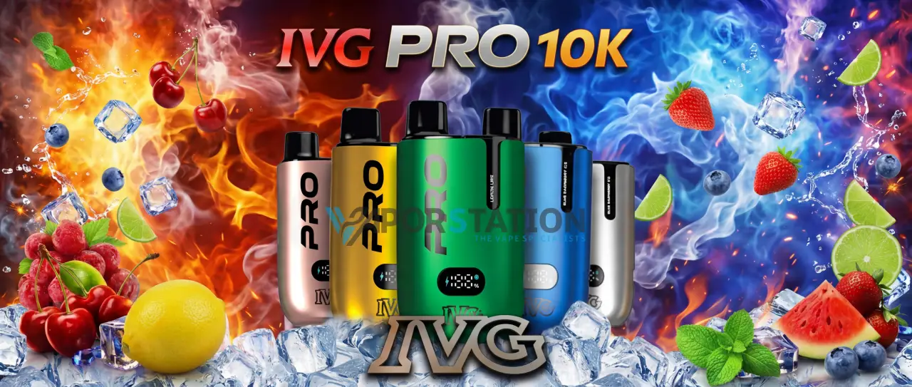Ivg-pro-kit-product-banner-21-9-ratio-3--vaporstation-watermark | Vaporstation.gr Διαφημιστικό banner για τα IVG Pro Kits με πολύχρωμο φόντο γεμάτο φρούτα και παγάκια
