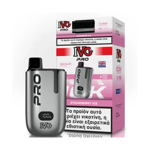Οπτική απεικόνιση του IVG PRO KIT 10000 τζούρες με γεύση Strawberry Ice
