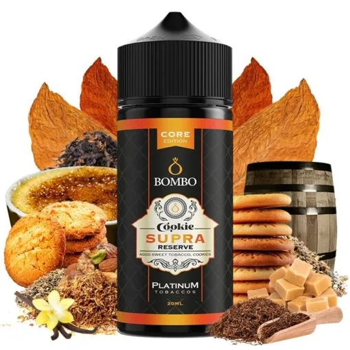 Οπτική απεικόνιση του Bombo Platinum Tobaccos Core Edition Cookie Supra σε μπουκάλι 120ml