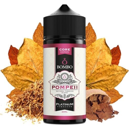 Οπτική απεικόνιση του Bombo Platinum Tobaccos Core Edition Pompeii σε μπουκάλι 120ml.