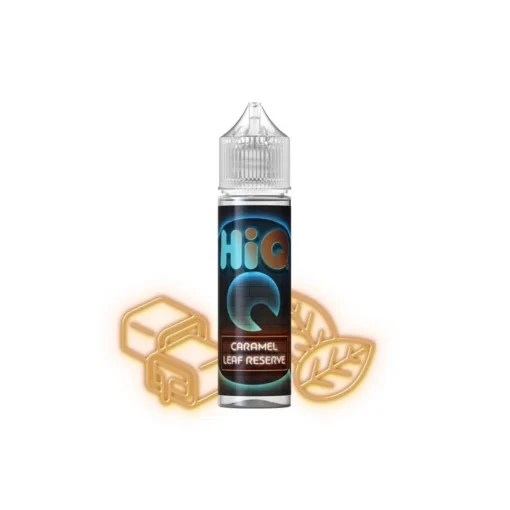 Οπτική απεικόνιση του HiQ Caramel Leaf Tobacco σε μπουκάλι 60ml