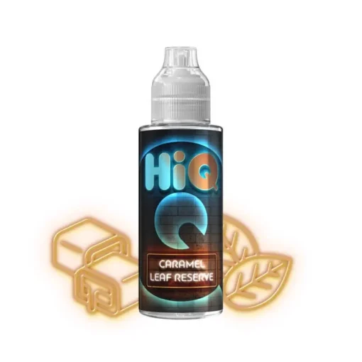 Οπτική απεικόνιση του HiQ Caramel Leaf Reserve σε μπουκάλι 120ml.