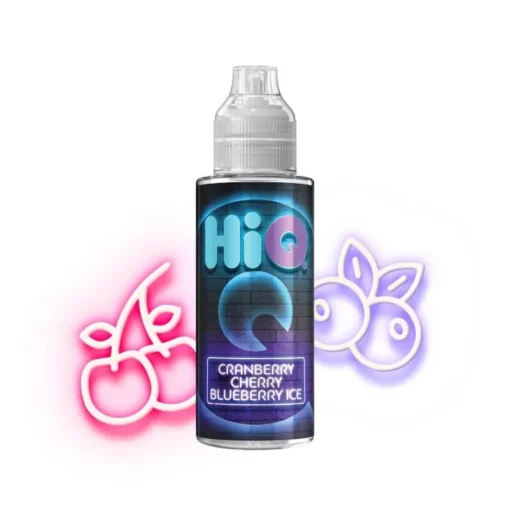 Οπτική απεικόνιση του HiQ Cranberry Cherry Blueberry σε μπουκάλι 120ml.