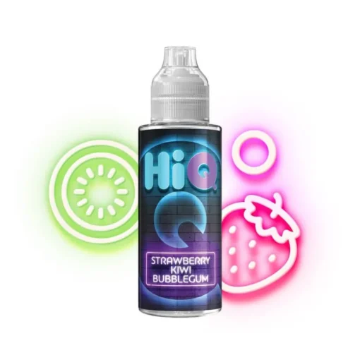 Οπτική απεικόνιση του HiQ Strawberry Kiwi Bubblegum σε μπουκάλι 120ml.