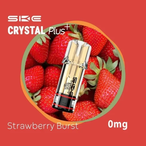 Οπτική απεικόνιση της ανταλλακτικής προγεμισμένης κάψουλας 2ml SKE Crystal Plus με γεύση Strawberry.