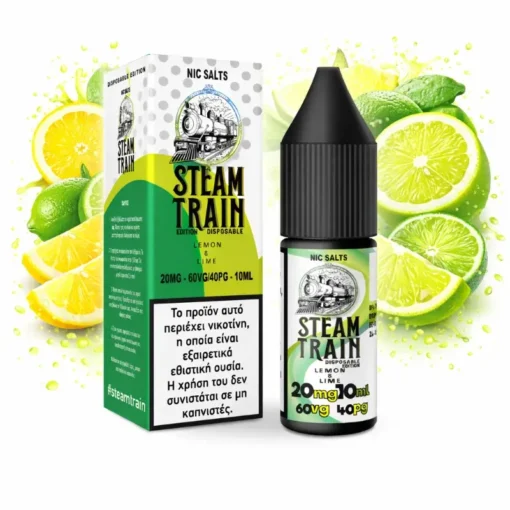 Οπτική απεικόνιση του Steam Train Disposable Edition Lemon And Lime με νικοτίνη αλάτων 20mgml σε μπουκάλι 10ml