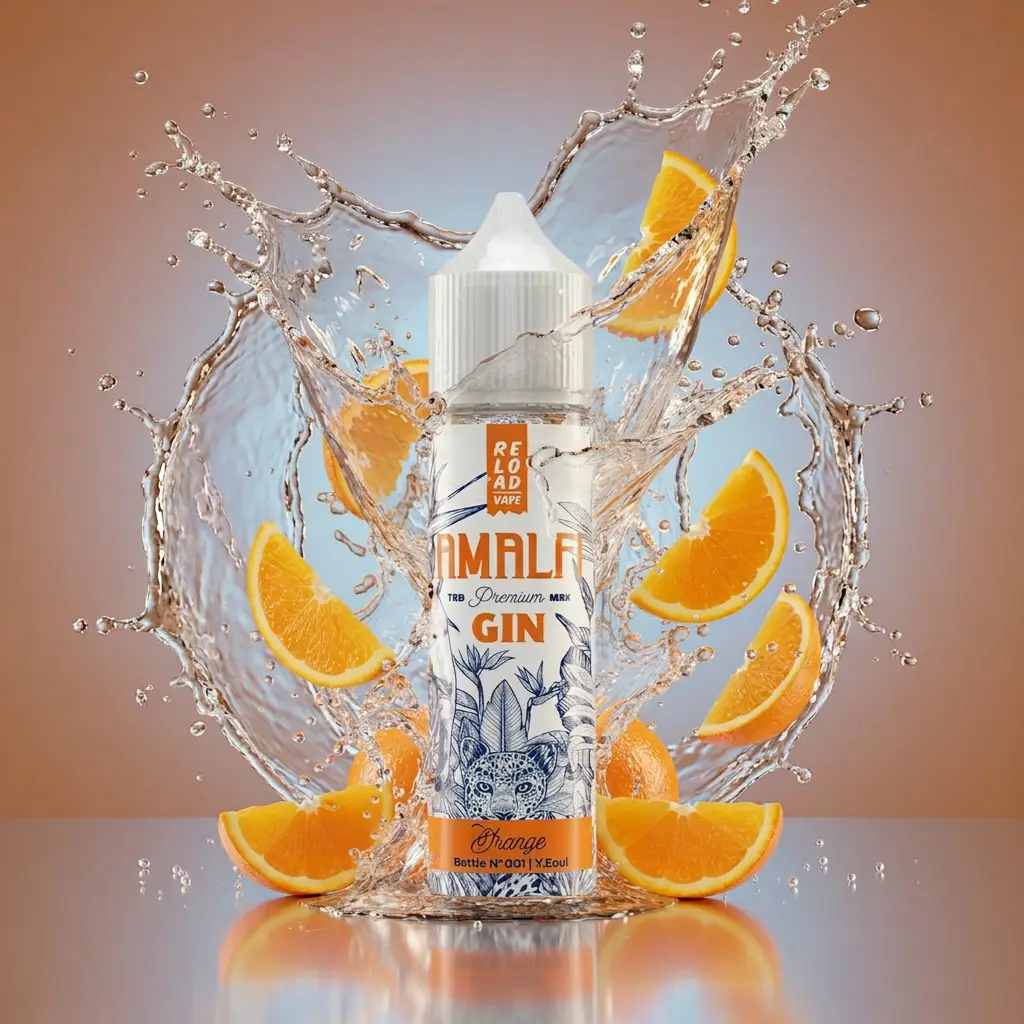 Amalfi-jin-orange-square | Vaporstation.gr Οπτική απεικόνιση του Reload Vape Amalfi Gin Orange σε μπουκάλι 60ml