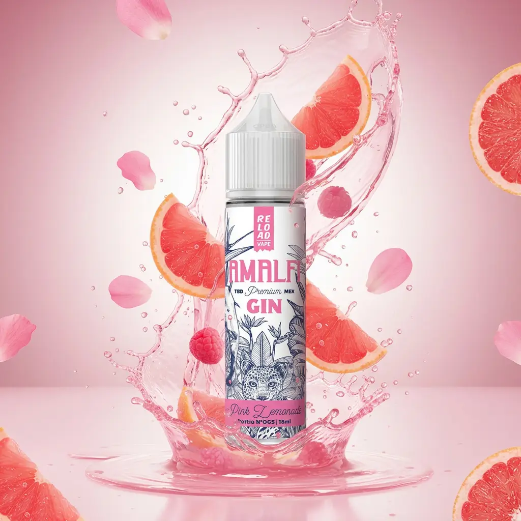 Amalfi-jin-pink-lemonade-square | Vaporstation.gr Οπτική απεικόνιση του Reload Vape Amalfi Gin Pink Lemonade σε μπουκάλι 60ml